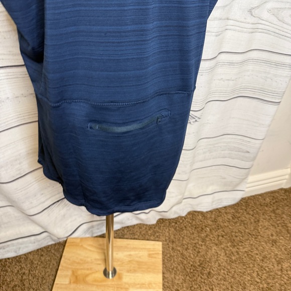 Athleta Dark Blue Women's Blouse, orange zipper - Picture 2 of 5